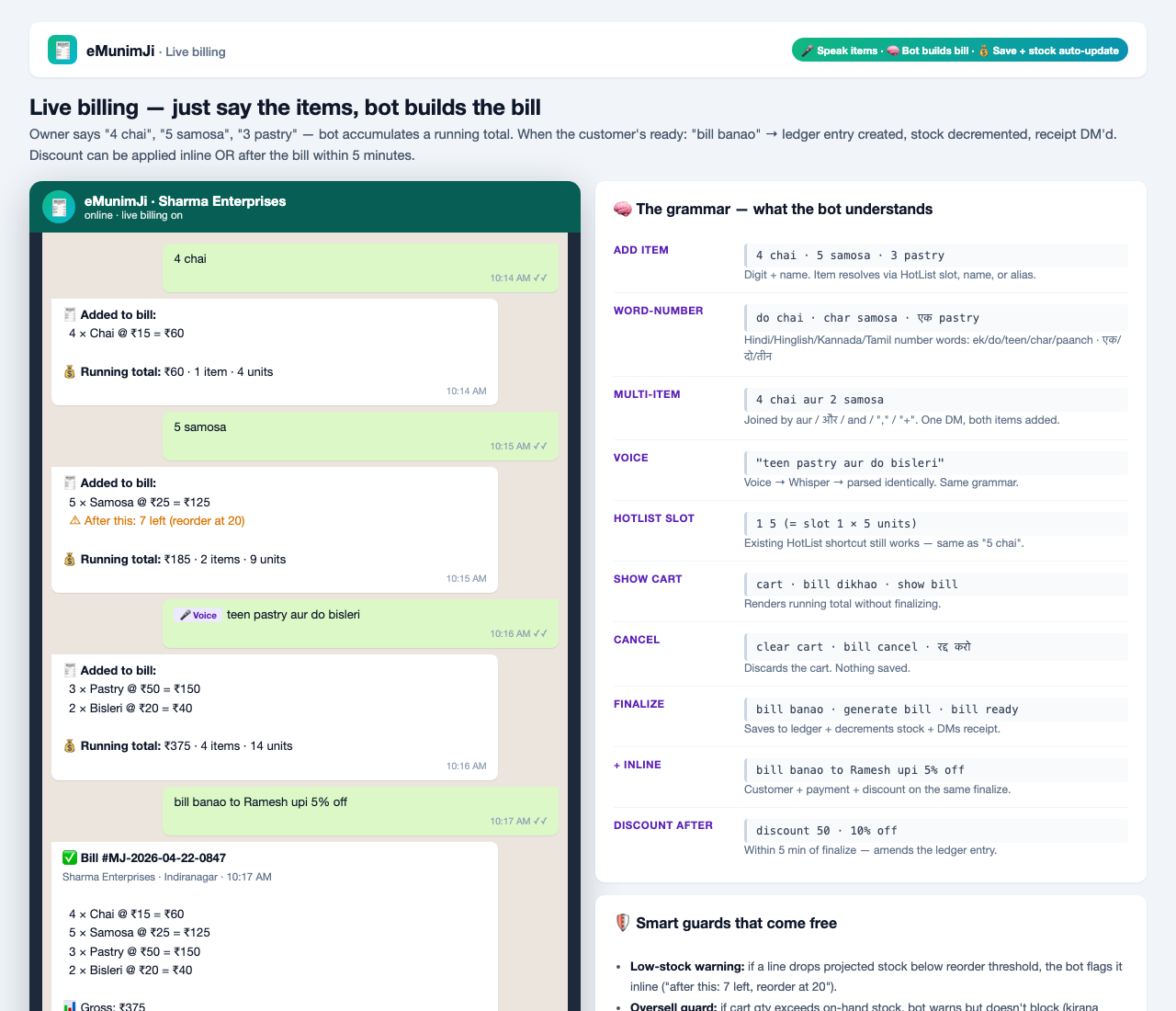 Live billing — speak it, bill it