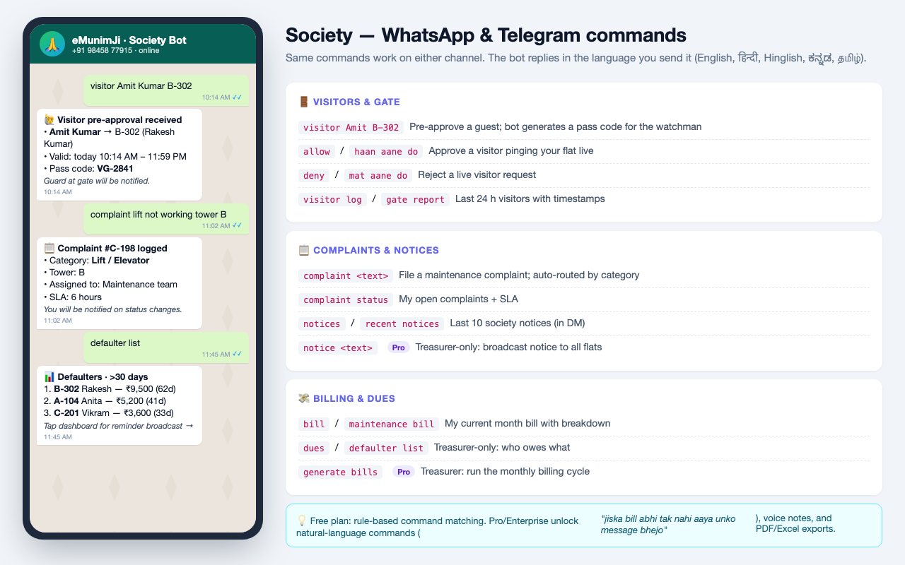 Society user guide delivered on WhatsApp